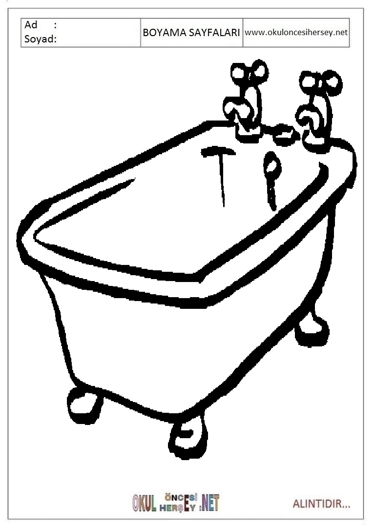 Çocuklar İçin Küvet-banyo Boyama Sayfaları 